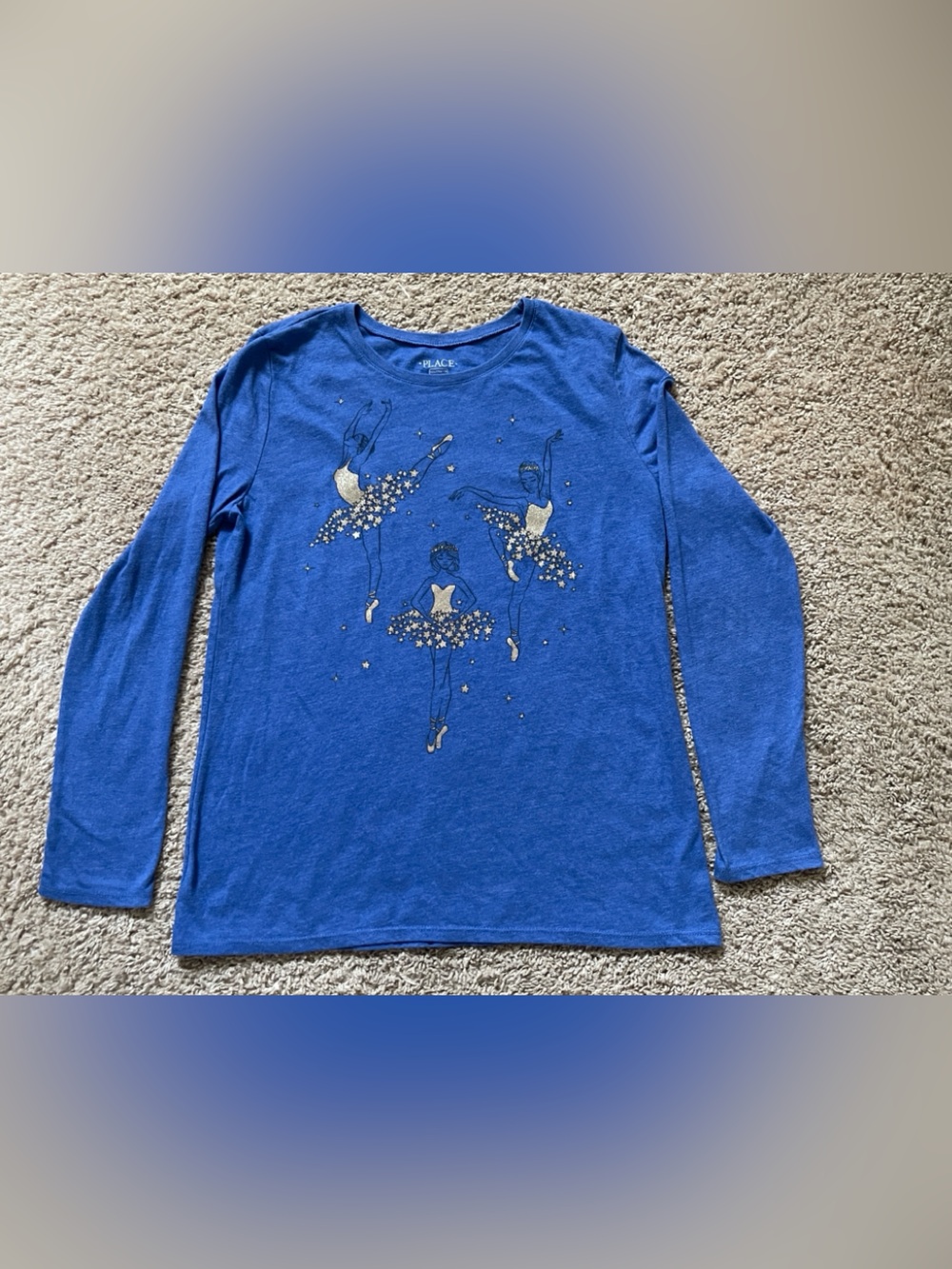 The Children’s Place Blue Long-Sleeve Sparkle Ballerina graphic t-shirt, XXL/16